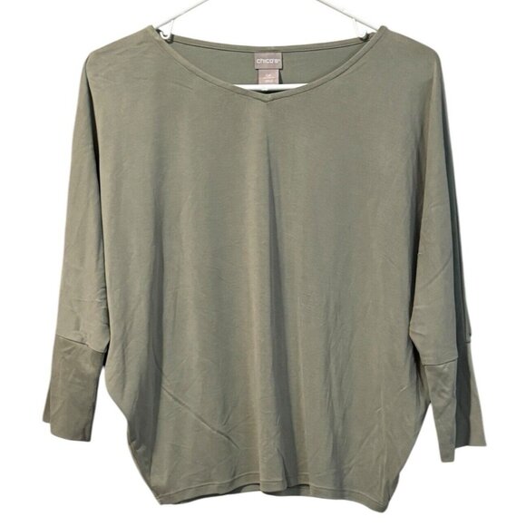 Chico's Tops - Chico's Size Small Women's Blouse Green Lightweight Career Modern Office City‎